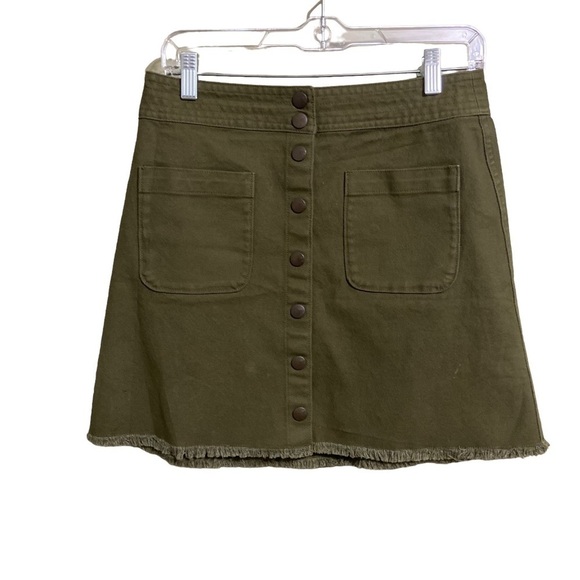 Madewell Sz 4 Raw-Hem A-Line Mini Skirt in Kale - Picture 7 of 9